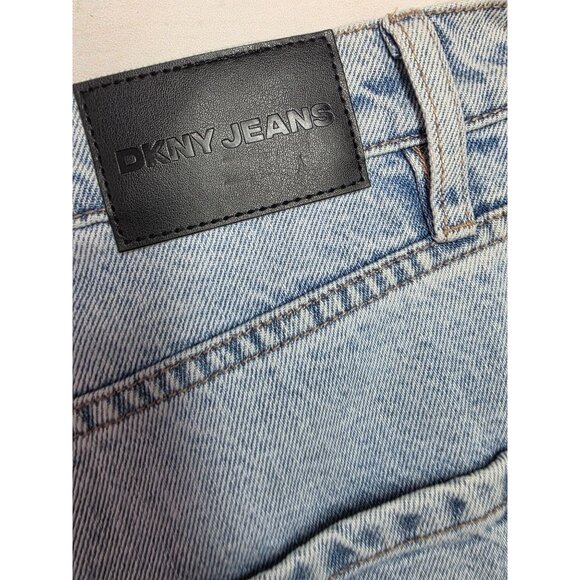 DKNY Jeans High Rise Wide Leg Silver Studded Denim Pants Sz 28 Light Wash NWT - Picture 8 of 11